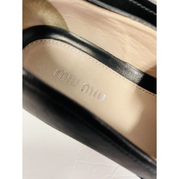 MIU MIU Black Leather Logo Metal Cap Toe Slip On Sneakers Shoes Size EU 36 US 6 - Picture 10 of 10